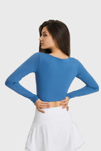 Load image into Gallery viewer, Cutout Long Sleeve Cropped Sports Top