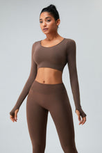 Load image into Gallery viewer, Cutout Round Neck Long Sleeve Active T-Shirt