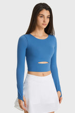 Load image into Gallery viewer, Cutout Long Sleeve Cropped Sports Top