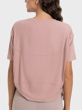 Load image into Gallery viewer, Drawstring Round Neck Short Sleeve Active T-Shirt