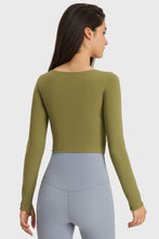 Load image into Gallery viewer, Cutout Long Sleeve Cropped Sports Top