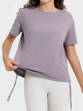 Load image into Gallery viewer, Drawstring Round Neck Short Sleeve Active T-Shirt
