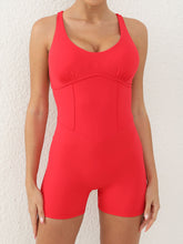 Load image into Gallery viewer, Crisscross Scoop Neck Wide Strap Active Romper