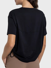 Load image into Gallery viewer, Drawstring Round Neck Short Sleeve Active T-Shirt
