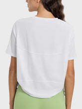 Load image into Gallery viewer, Drawstring Round Neck Short Sleeve Active T-Shirt