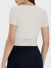 Load image into Gallery viewer, Ruched Round Neck Short Sleeve Active T-Shirt
