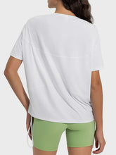 Load image into Gallery viewer, Drawstring Round Neck Short Sleeve Active T-Shirt