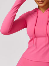 Load image into Gallery viewer, Drawstring Long Sleeve Hooded Active T-Shirt