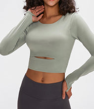 Load image into Gallery viewer, Long Sleeve Cropped Top With Sports Strap