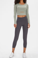 Load image into Gallery viewer, Long Sleeve Cropped Top With Sports Strap