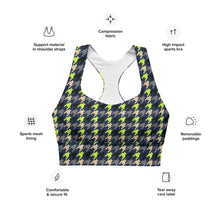 Load image into Gallery viewer, The Royal Court Fitness Sports Bra/ Lime Houndstooth