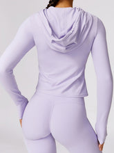 Load image into Gallery viewer, Drawstring Long Sleeve Hooded Active T-Shirt