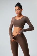 Load image into Gallery viewer, Cutout Round Neck Long Sleeve Active T-Shirt
