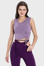 Load image into Gallery viewer, Drawstring Ruched Wide Strap Active Tank
