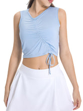 Load image into Gallery viewer, Drawstring Ruched Wide Strap Active Tank
