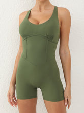 Load image into Gallery viewer, Crisscross Scoop Neck Wide Strap Active Romper
