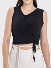 Load image into Gallery viewer, Drawstring Ruched Wide Strap Active Tank
