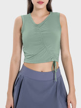 Load image into Gallery viewer, Drawstring Ruched Wide Strap Active Tank
