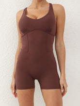 Load image into Gallery viewer, Crisscross Scoop Neck Wide Strap Active Romper
