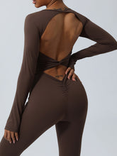 Load image into Gallery viewer, Twisted Backless Long Sleeve Jumpsuit
