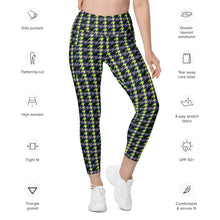 Load image into Gallery viewer, The Royal Court Fitness Leggings/ Lime Houndstooth
