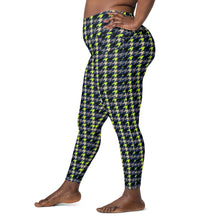 Load image into Gallery viewer, The Royal Court Fitness Leggings/ Lime Houndstooth
