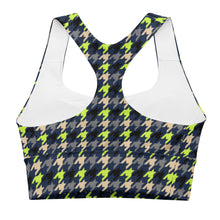 Load image into Gallery viewer, The Royal Court Fitness Sports Bra/ Lime Houndstooth
