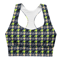 Load image into Gallery viewer, The Royal Court Fitness Sports Bra/ Lime Houndstooth
