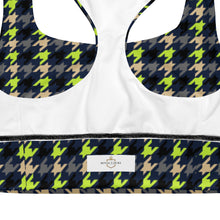 Load image into Gallery viewer, The Royal Court Fitness Sports Bra/ Lime Houndstooth
